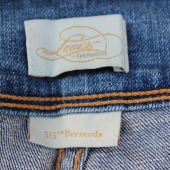 LEVIS 515 BERMUDA SHORTS WOMENS SIZE 16 CUFFED BELOW WAIST BLUE DENIM STRETCH - Picture 4 of 8